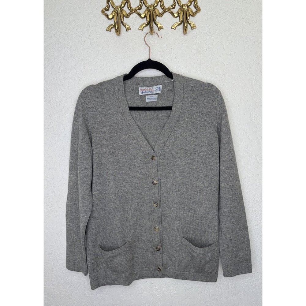 Vintage Ballantyne 100% Cashmere Cardigan V-neck Scotland Unisex Medium 1B